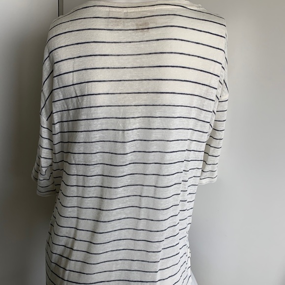 Cynthia Rowley 100% linen ivory short sleeve V-neck pocket shirt/blouse - Picture 6 of 6